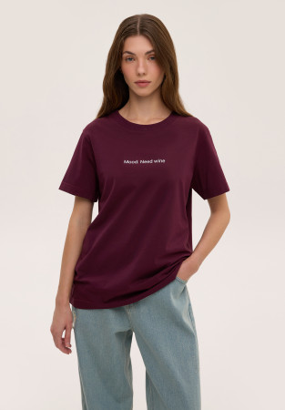 Футболка "Mood: Need wine" марсала